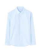 Slim Fit 100% Cotton Solid Spread Collar Shirts - Blue