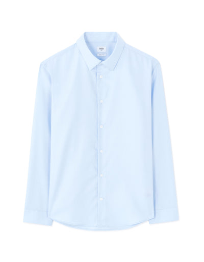 Slim Fit 100% Cotton Solid Spread Collar Shirts - Blue