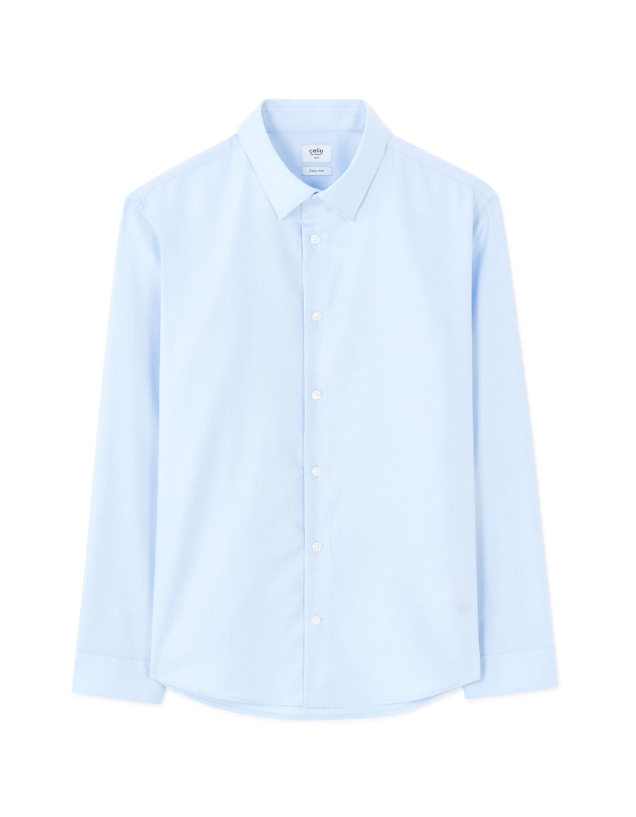 Slim Fit 100% Cotton Solid Spread Collar Shirts - Blue