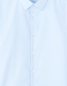 Slim Fit 100% Cotton Solid Spread Collar Shirts - Blue