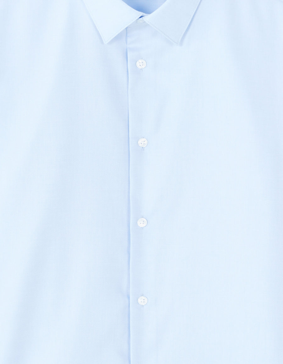 Slim Fit 100% Cotton Solid Spread Collar Shirts - Blue