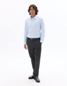 Slim Fit 100% Cotton Solid Spread Collar Shirts - Blue