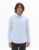 Slim Fit 100% Cotton Solid Spread Collar Shirts - Blue