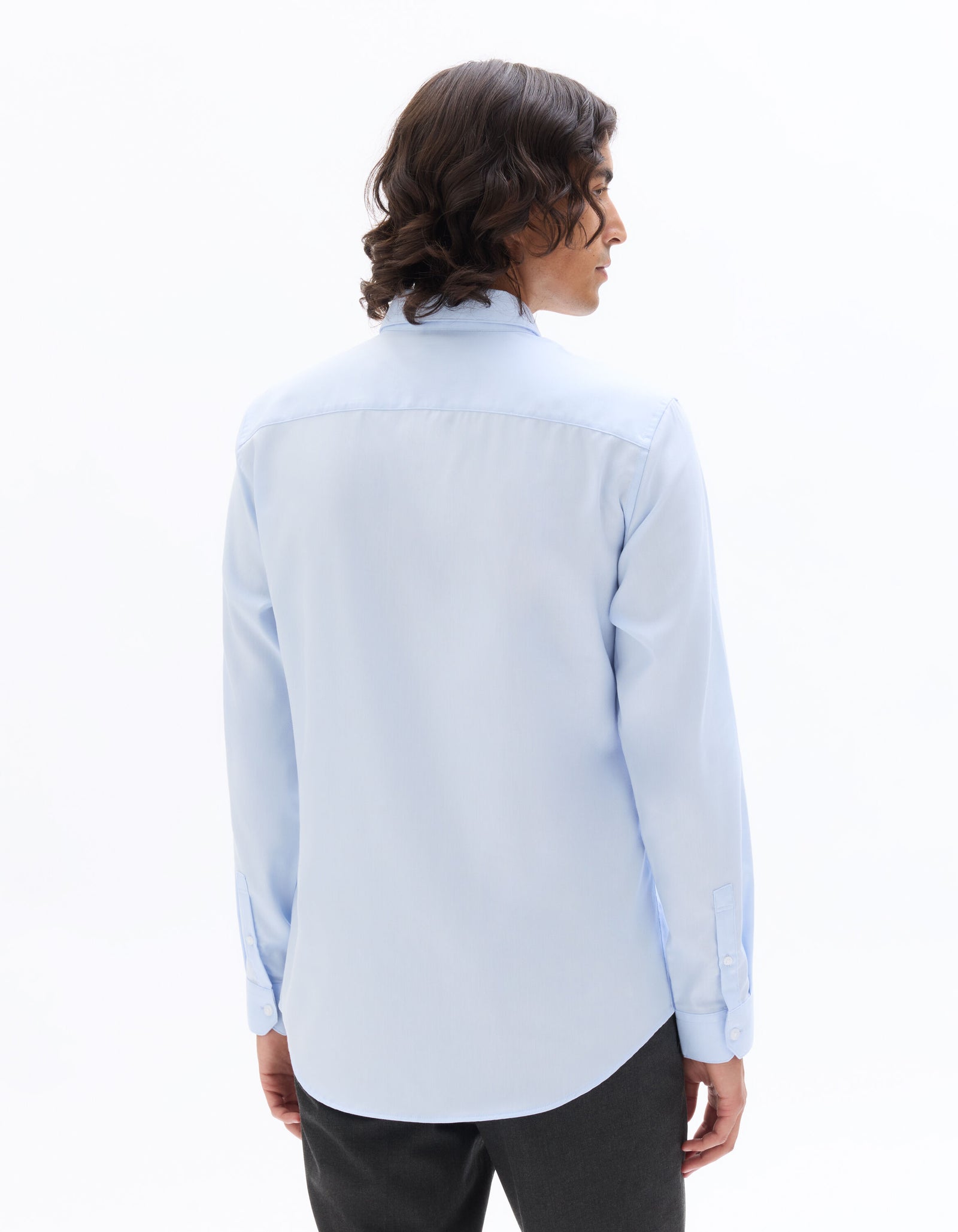 Slim Fit 100% Cotton Solid Spread Collar Shirts - Blue