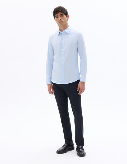 Celio* Slim Fit Solid Cotton Men Blue Shirts
