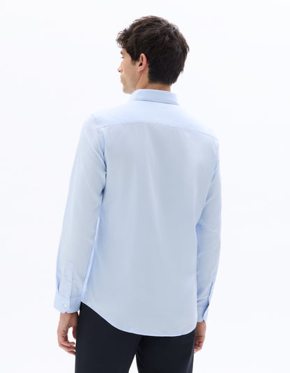 Celio* Slim Fit Solid Cotton Men Blue Shirts