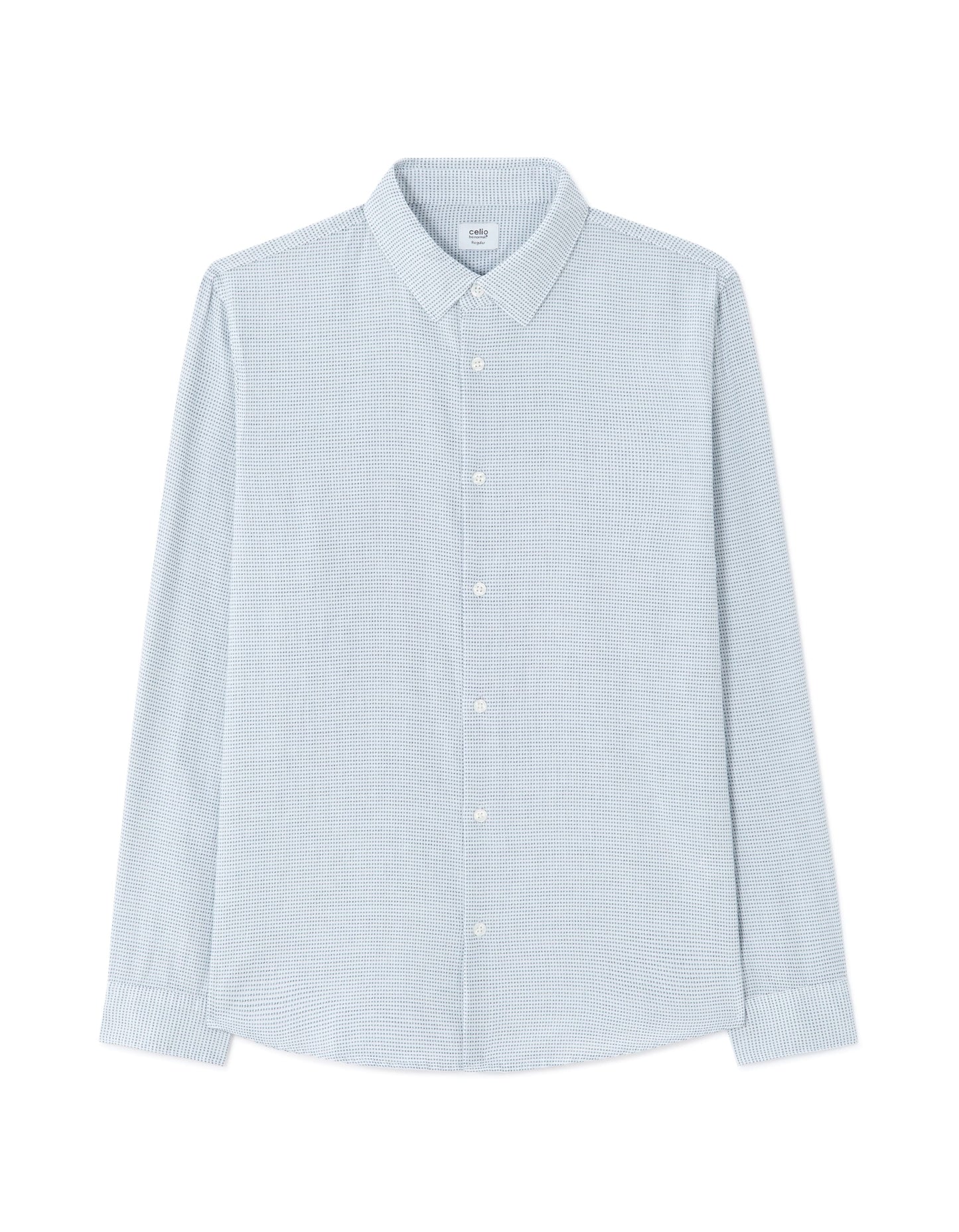 Celio Solid Regular Fit Cotton Light Blue Shirts