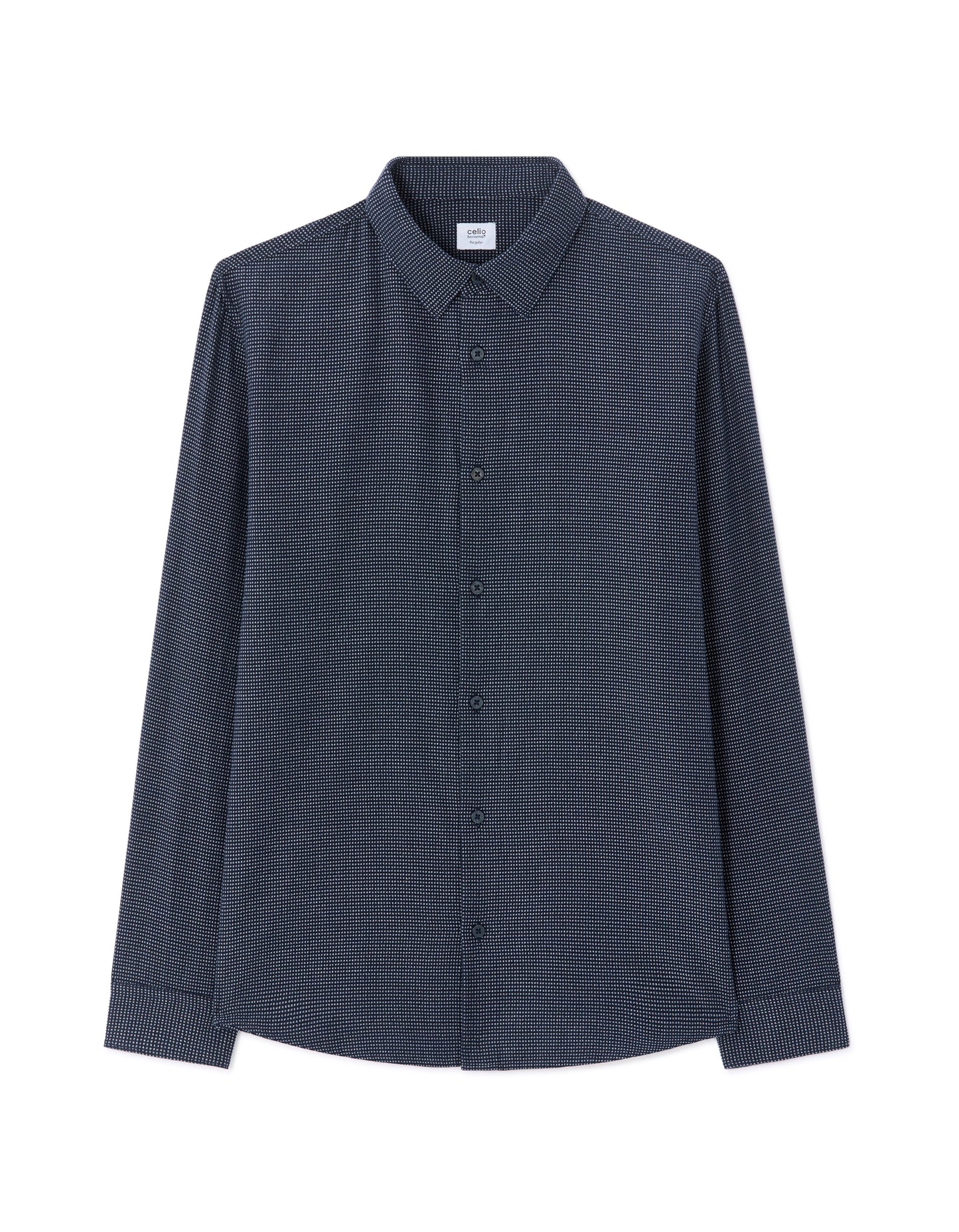 Celio Men Navy Blue Printed Regular Fit Cotton Shirts