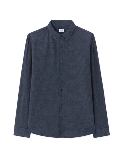 Celio Men Navy Blue Printed Regular Fit Cotton Shirts
