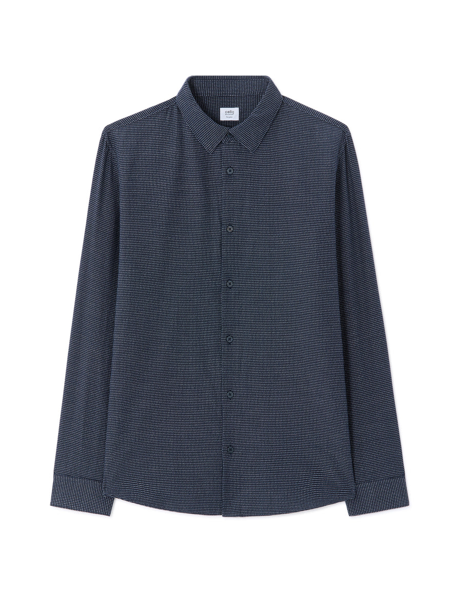 Celio Men Navy Blue Printed Regular Fit Cotton Shirts