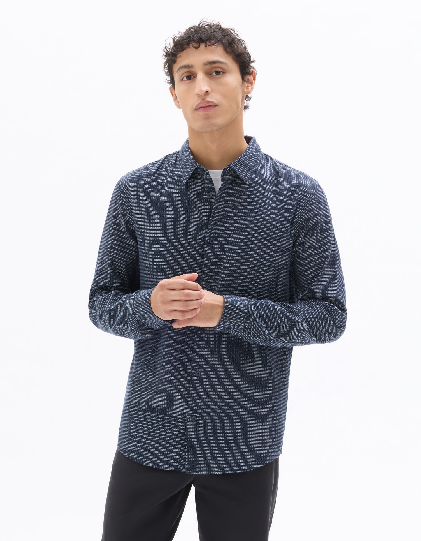 Celio Men Navy Blue Printed Regular Fit Cotton Shirts