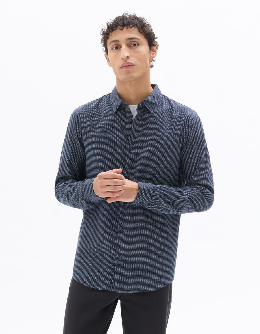 Celio Men Navy Blue Printed Regular Fit Cotton Shirts