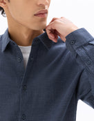 Celio Men Navy Blue Printed Regular Fit Cotton Shirts