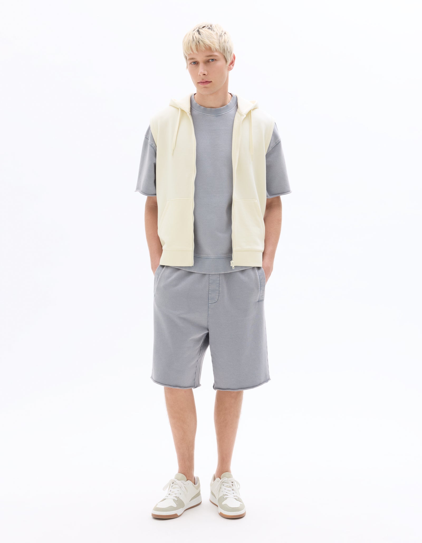 Regular Fit 100% Cotton Hooded Sweatshirt - Off White