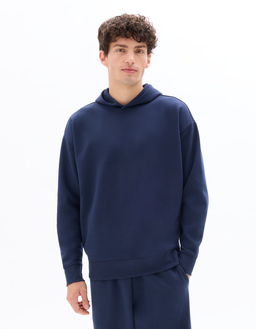 Loose Fit Poly-Cotton Solid Hooded Sweatshirts