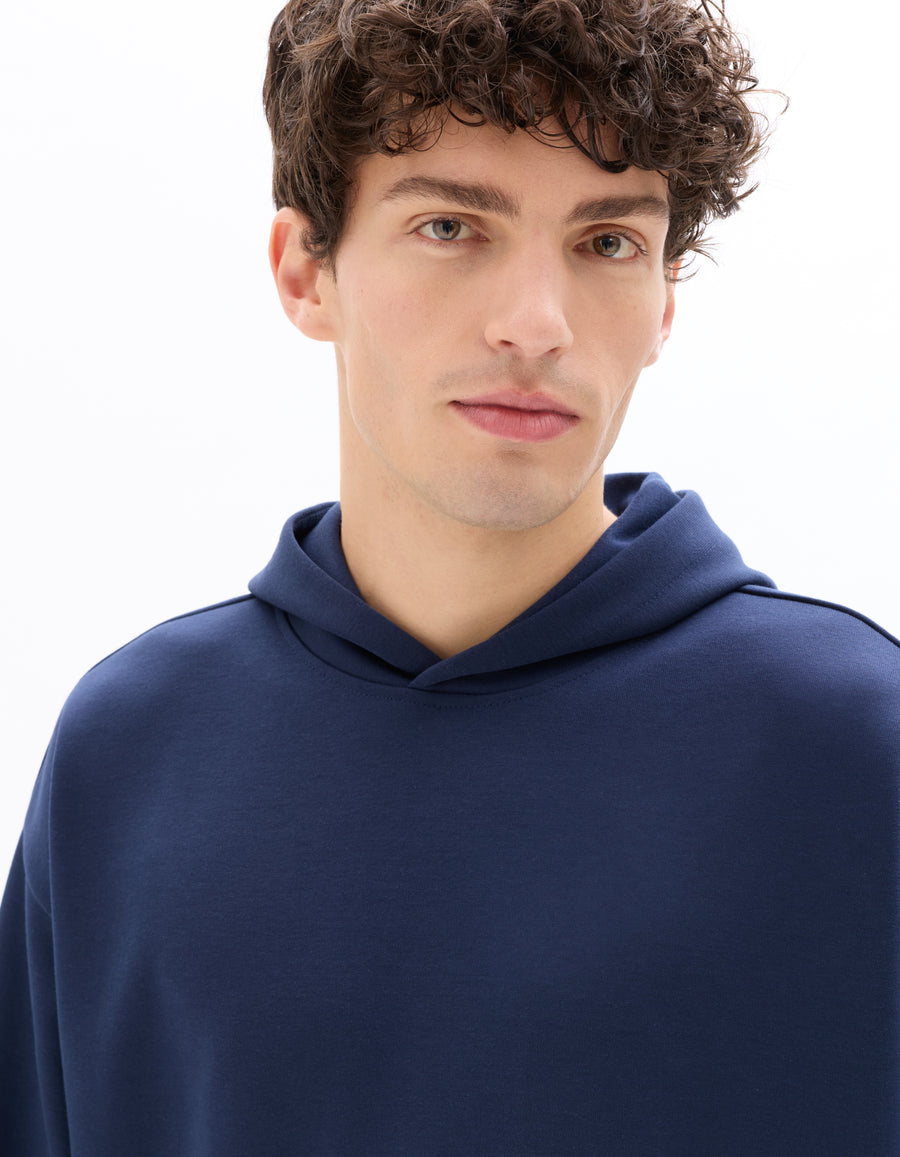 Loose Fit Poly-Cotton Solid Hooded Sweatshirts