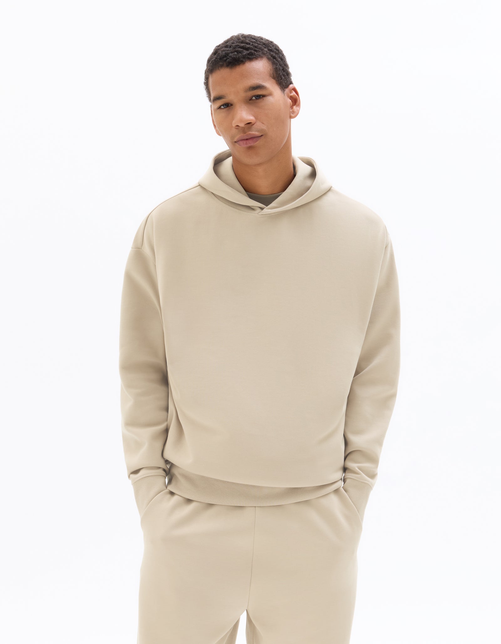 Loose Fit Poly-Cotton Solid Hooded Sweatshirts