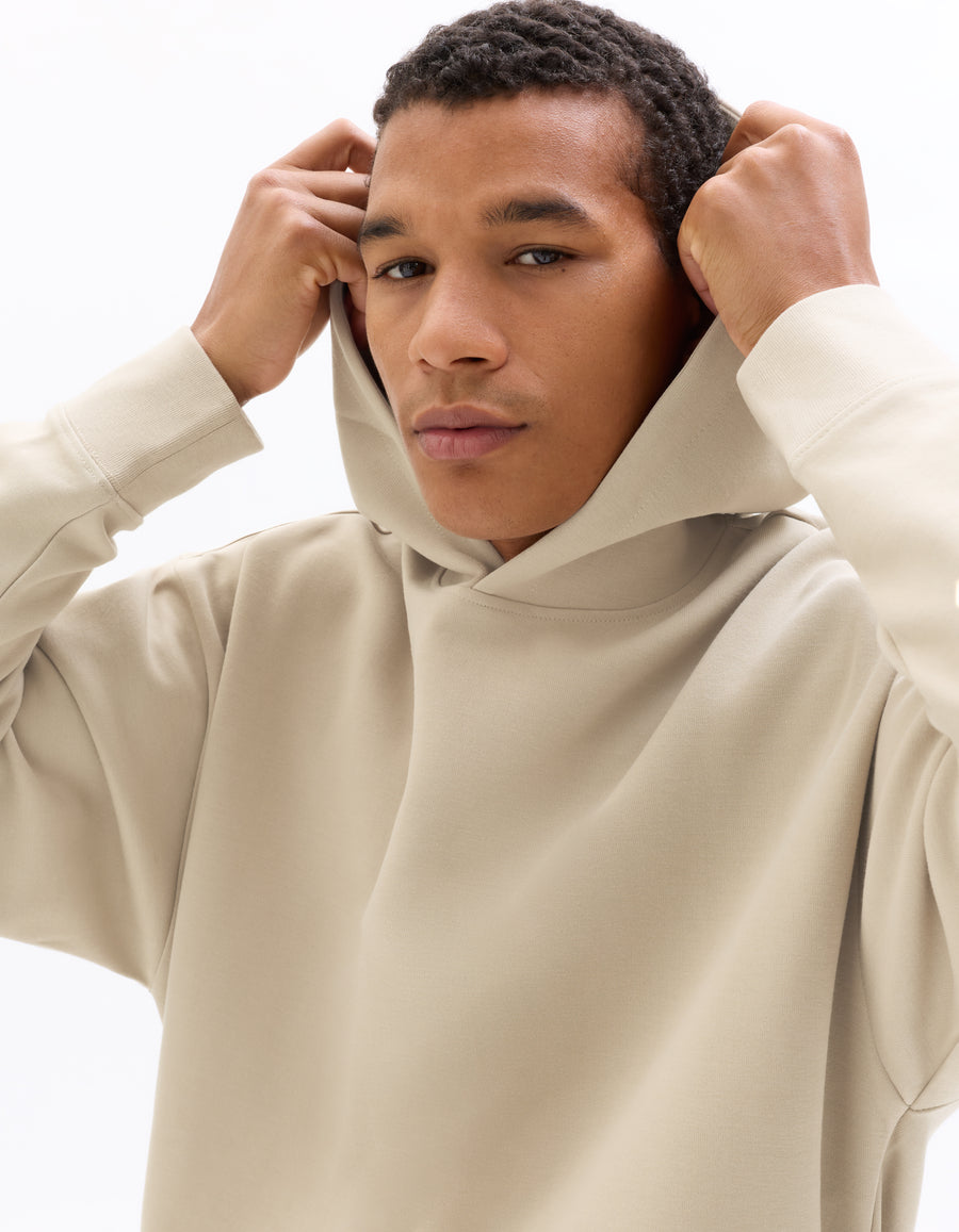 Loose Fit Poly-Cotton Solid Hooded Sweatshirts