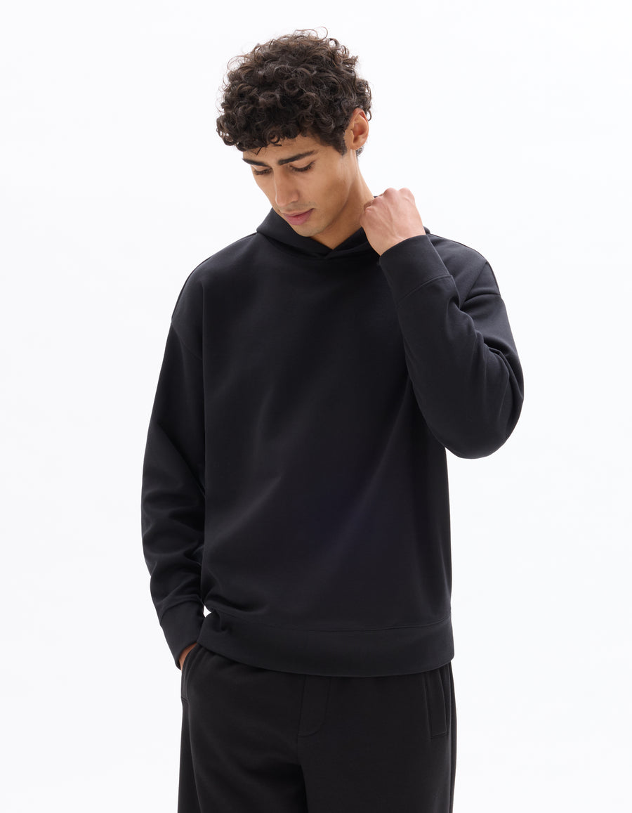 Loose Fit Poly-Cotton Solid Hooded Sweatshirts