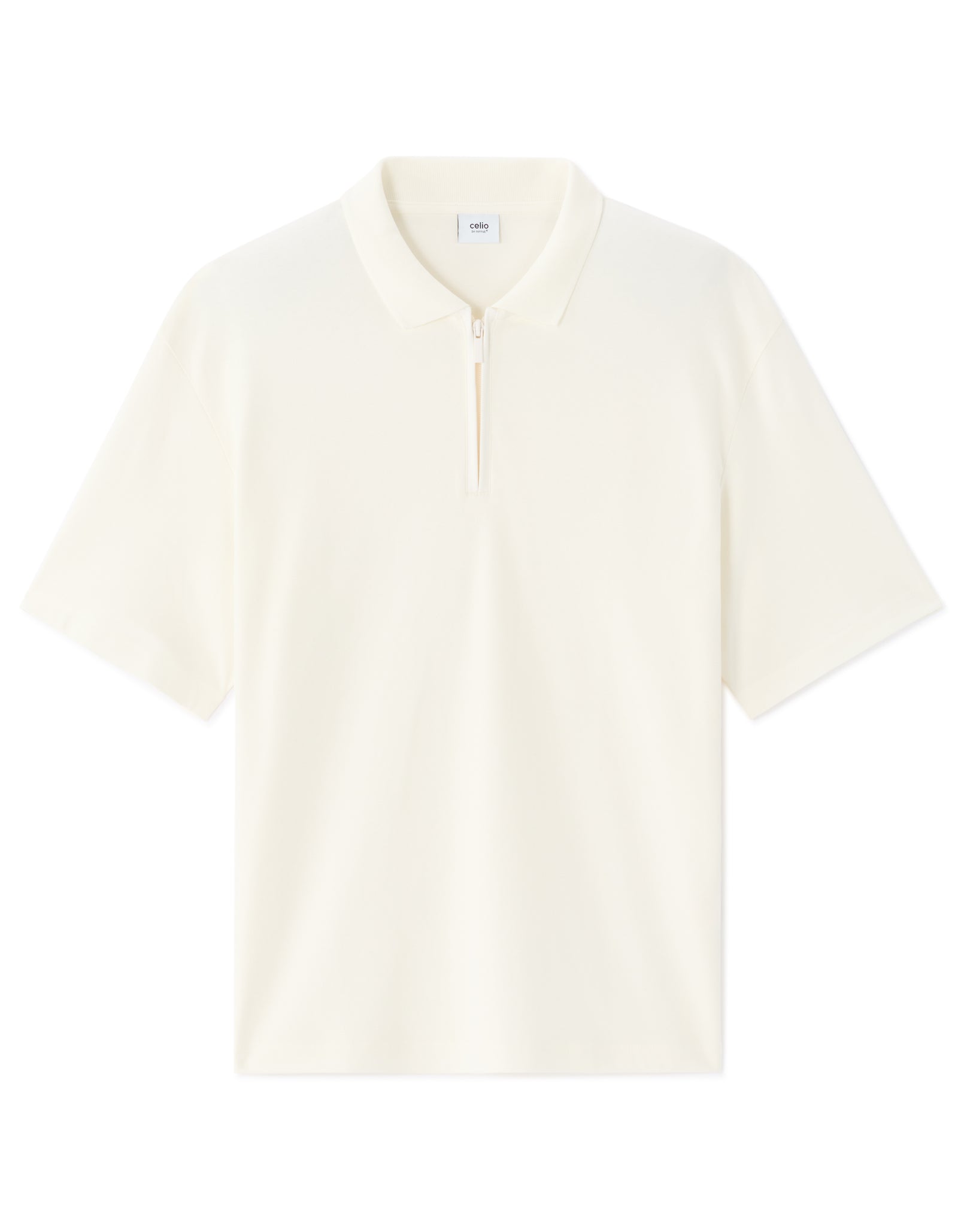 Celio* Off White Cotton Solid Regular Fit Men T-Shirts