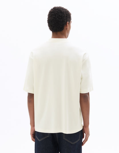 Celio* Off White Cotton Solid Regular Fit Men T-Shirts