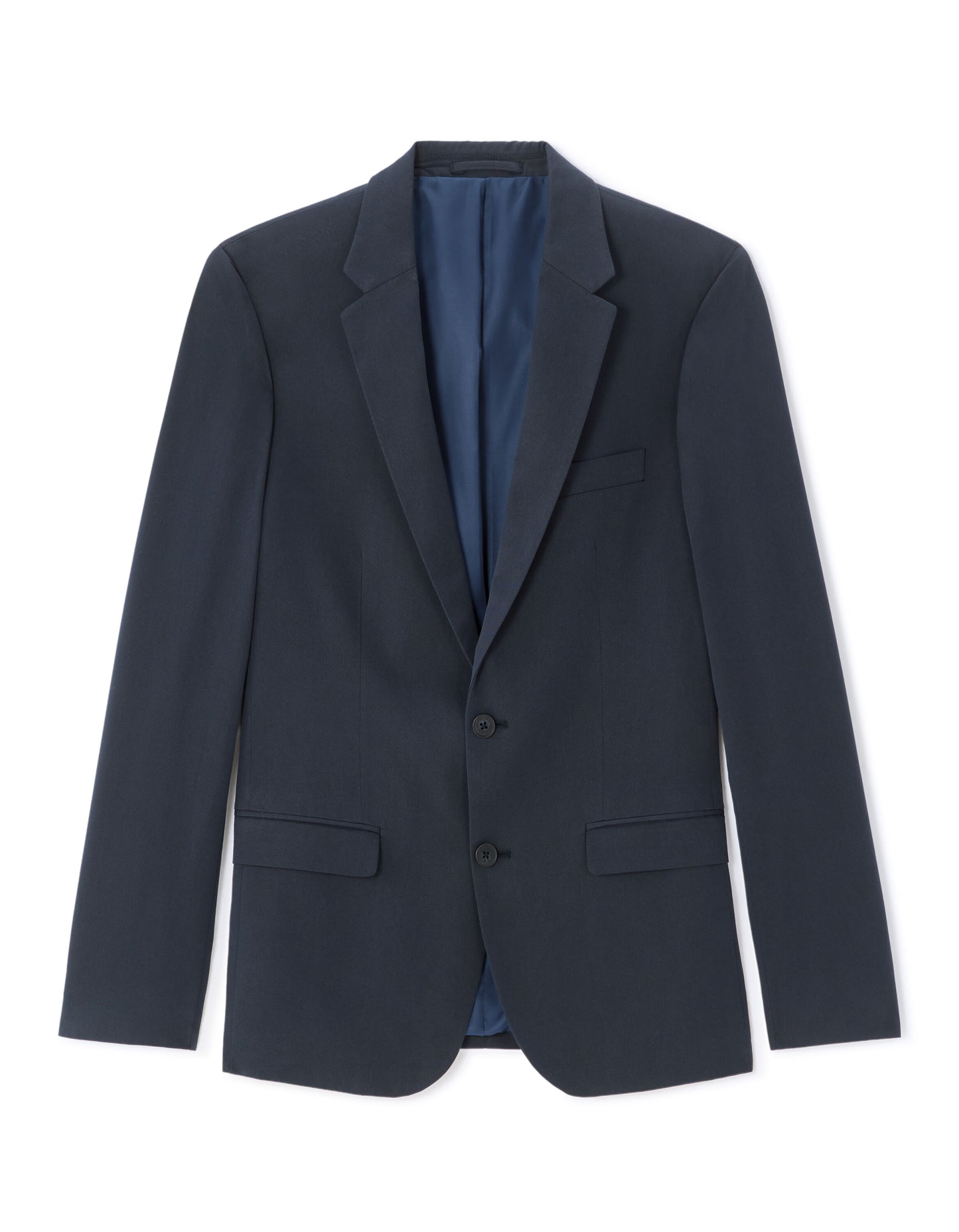 Slim Fit Cotton Blend Solid Blazer - Navy Blue