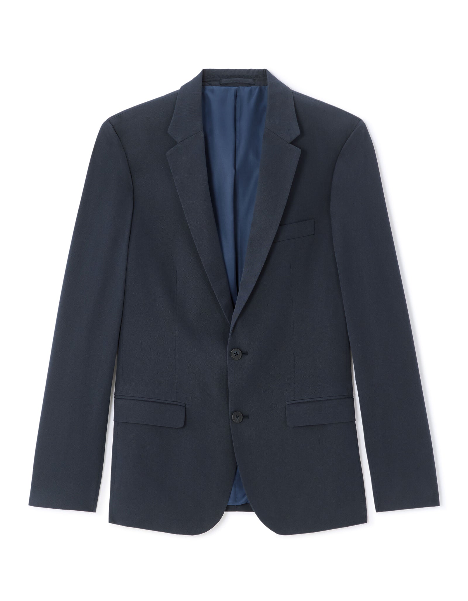 Slim Fit Cotton Blend Solid Blazer - Navy Blue