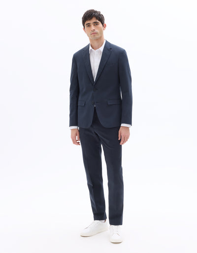 Celio Mens Navy Solid Slim Fit Cotton Formal Trouser