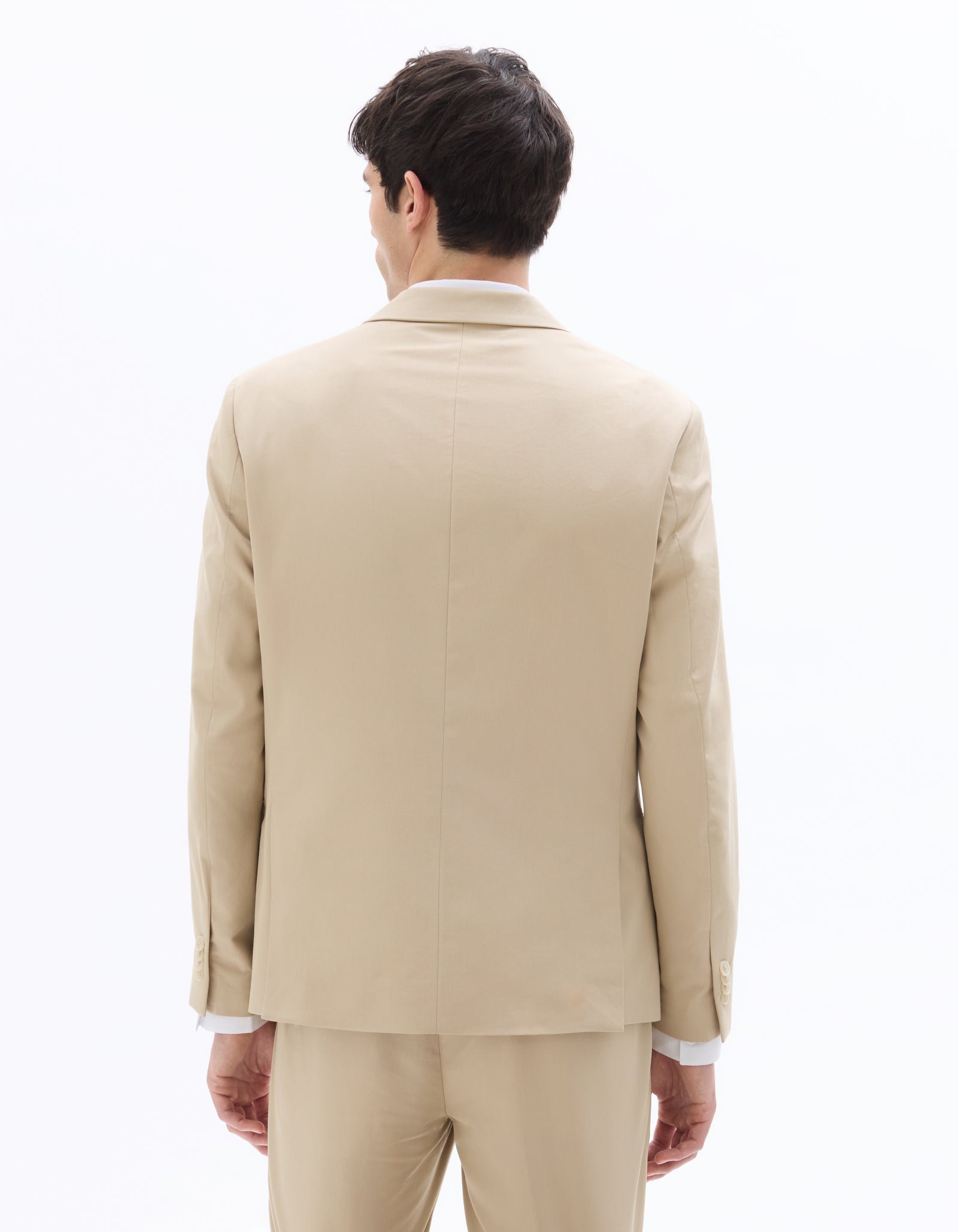 Celio Mens Beige Solid Slim Fit Cotton Blazer