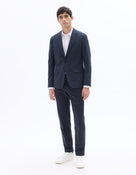 Celio Mens Navy Solid Slim Fit Cotton Formal Trouser