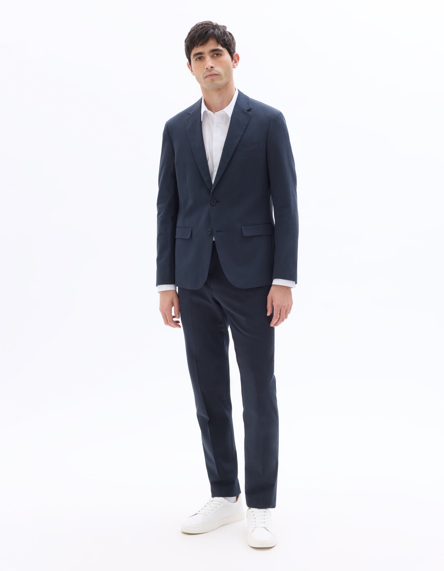 Celio Mens Navy Solid Slim Fit Cotton Formal Trouser