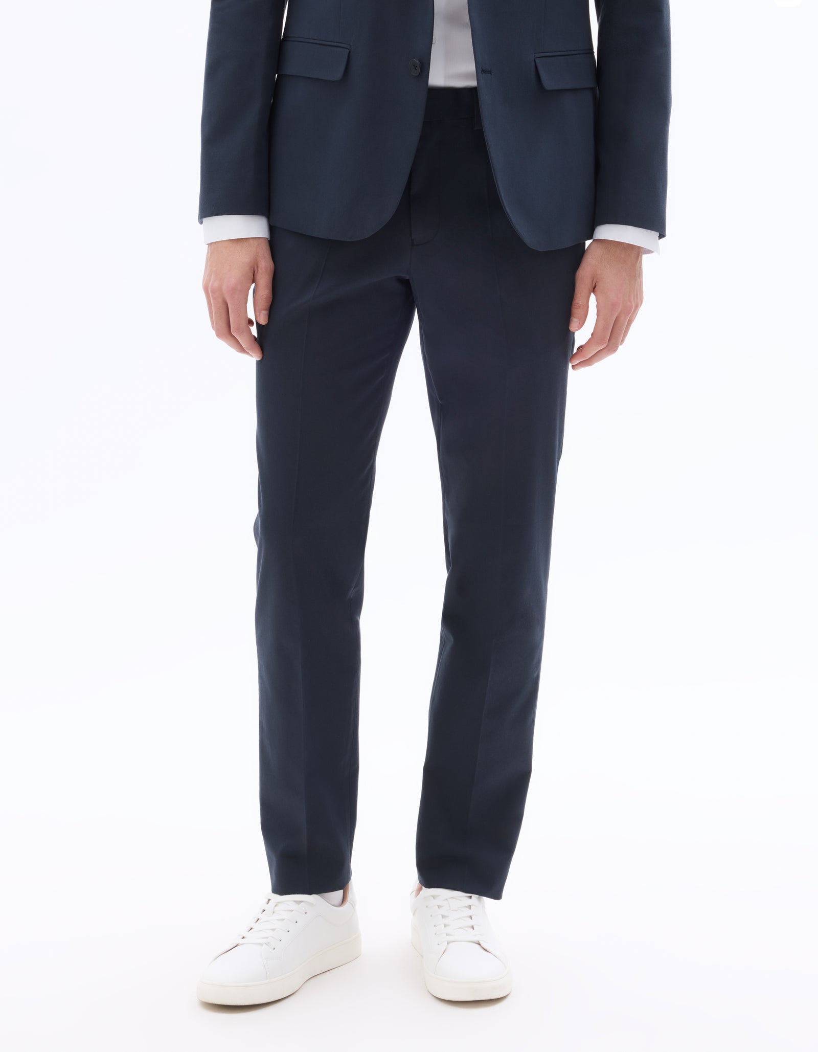 Celio Mens Navy Solid Slim Fit Cotton Formal Trouser
