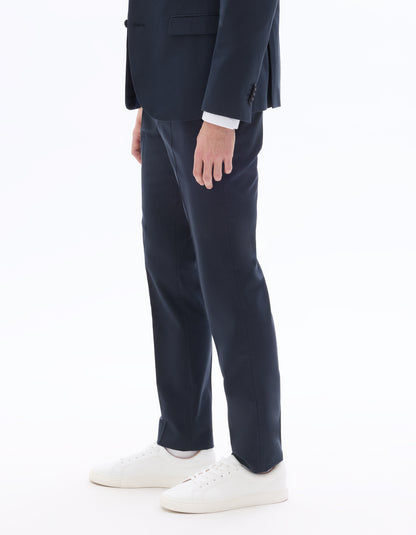 Celio Mens Navy Solid Slim Fit Cotton Formal Trouser