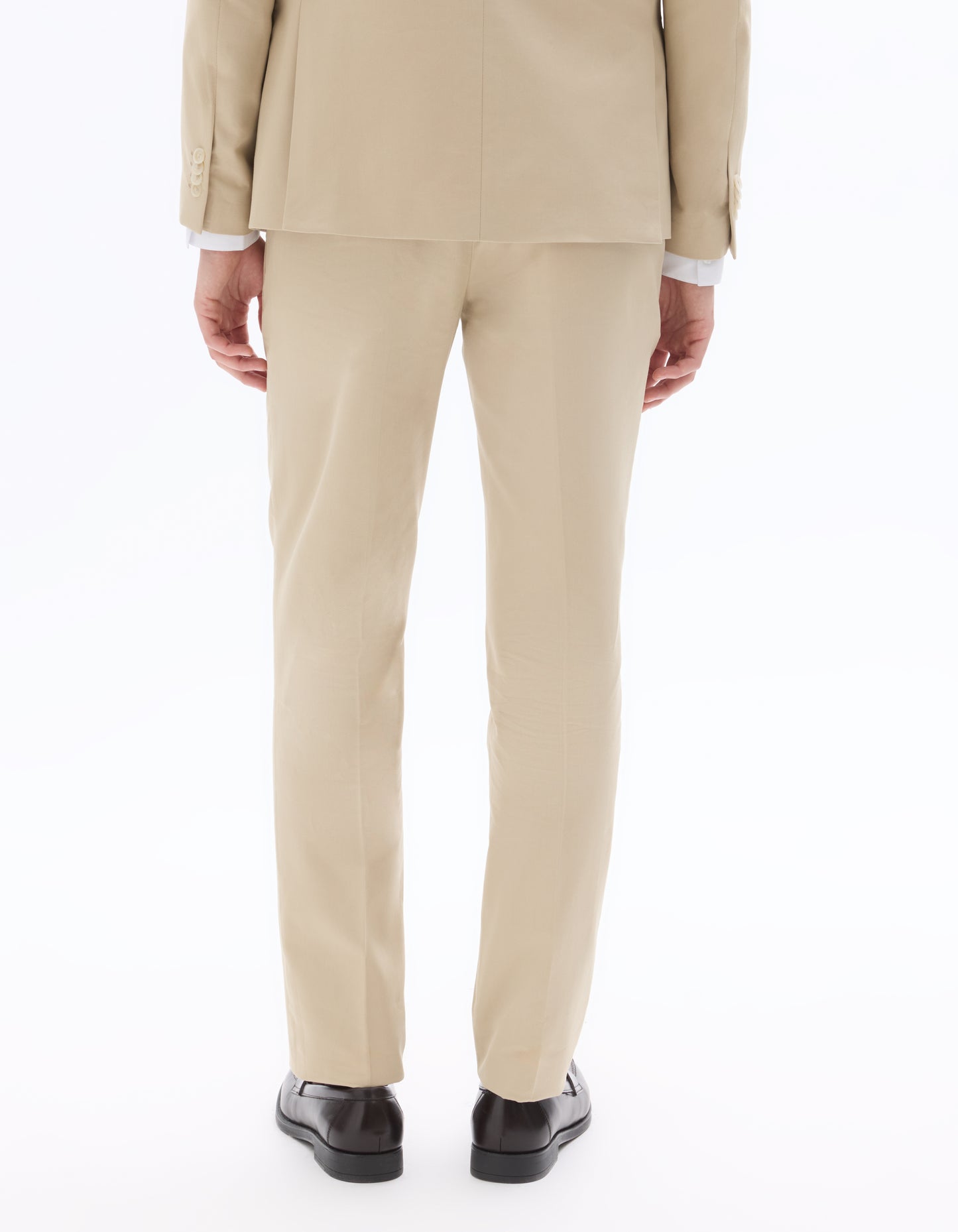 Celio Mens Beige Solid Slim Fit Cotton Formal Trouser