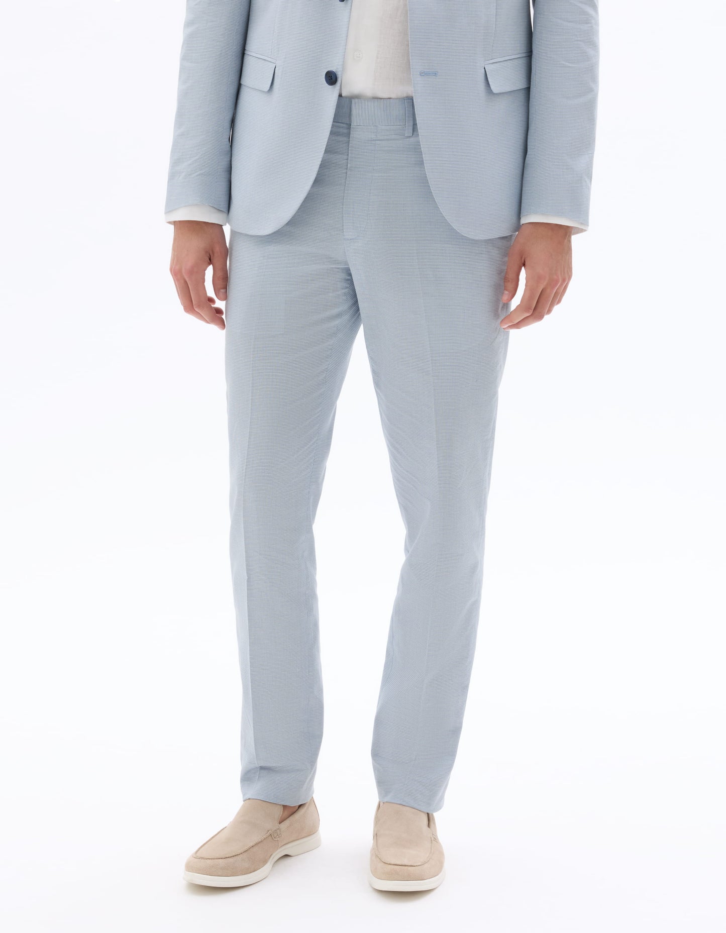 Celio Mens Blue Checks Slim Fit Cotton Formal Trouser