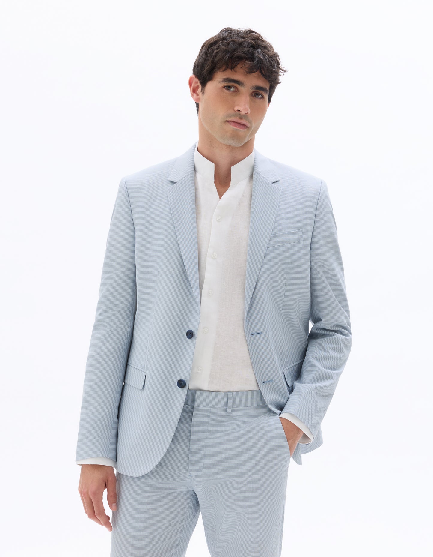 Celio Mens Blue Checks Slim Fit Cotton Blazer
