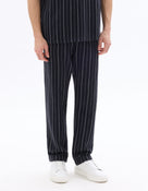 Celio Mens Navy Solid Loose Fit Polyester Casual Trouser