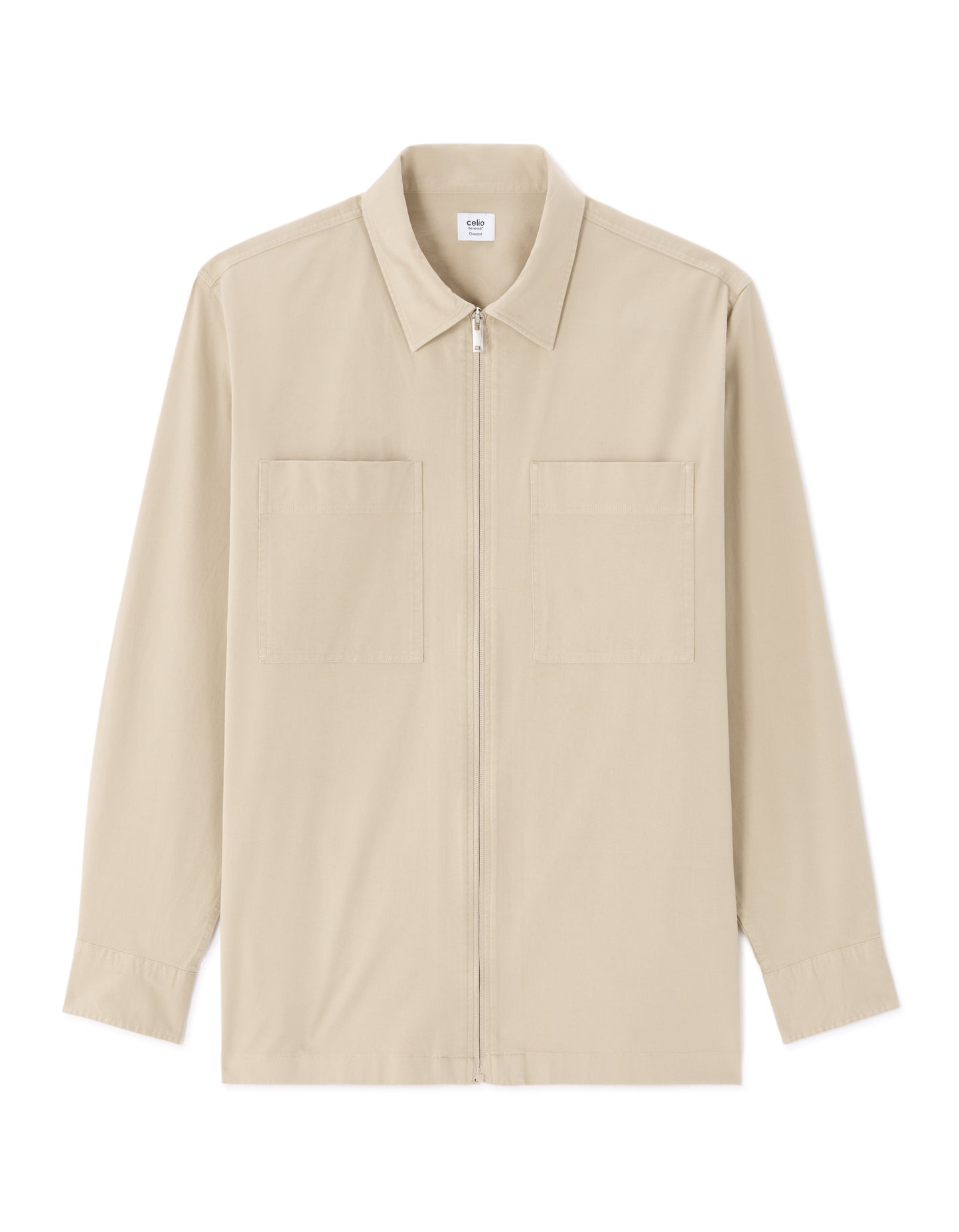 Celio Mens Beige Solid Overshirt Fit Cotton Shirts
