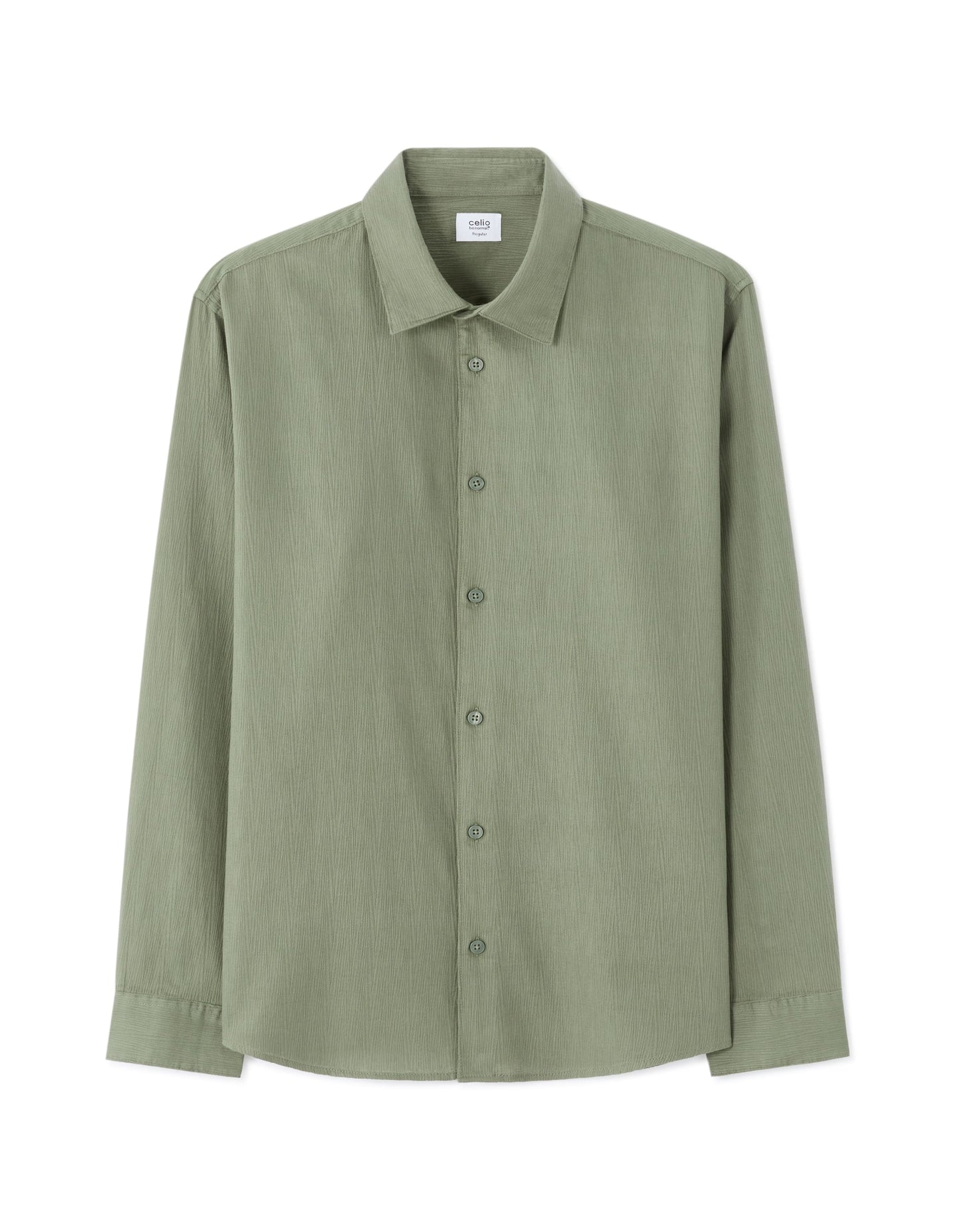 Celio Dobby Regular Fit Cotton Khaki Shirts
