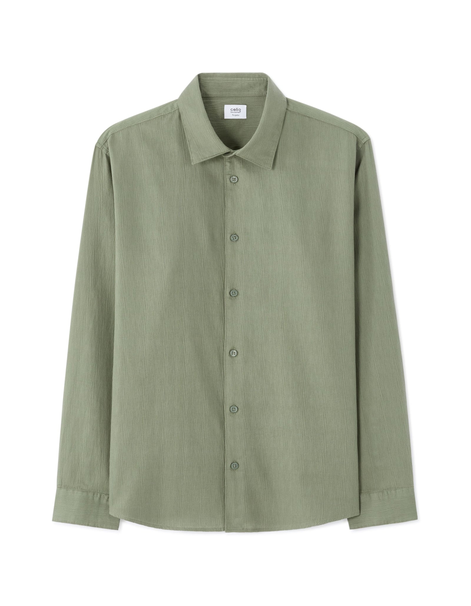 Celio Dobby Regular Fit Cotton Khaki Shirts