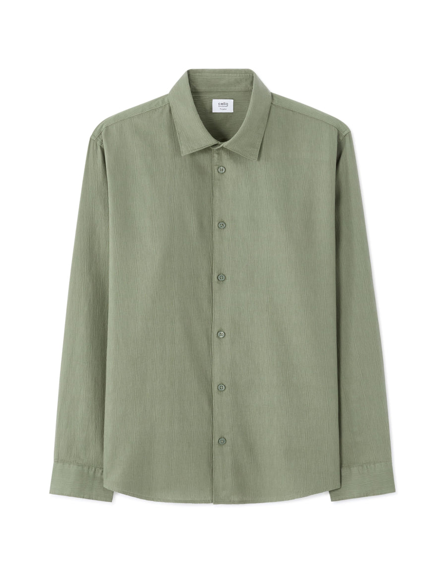 Celio Dobby Regular Fit Cotton Khaki Shirts