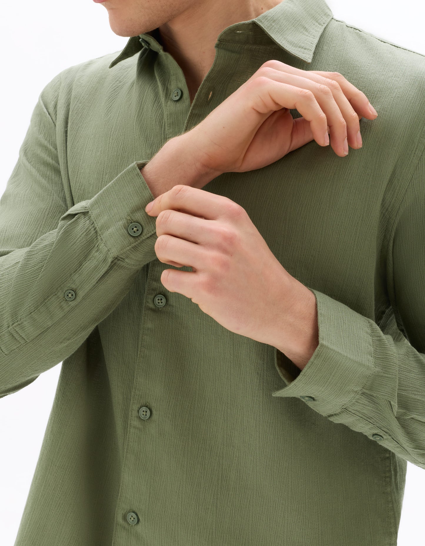 Celio Dobby Regular Fit Cotton Khaki Shirts