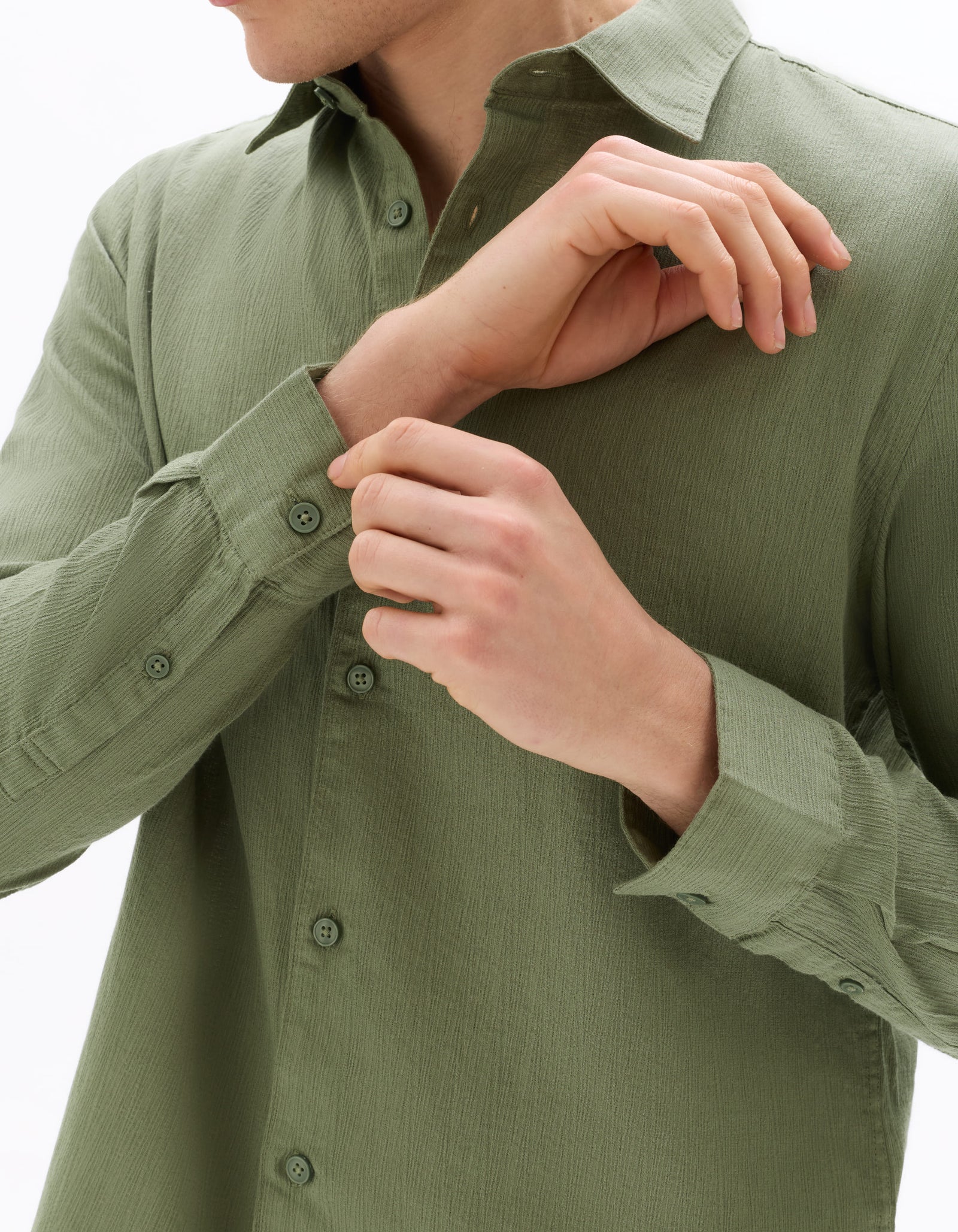 Celio Dobby Regular Fit Cotton Khaki Shirts