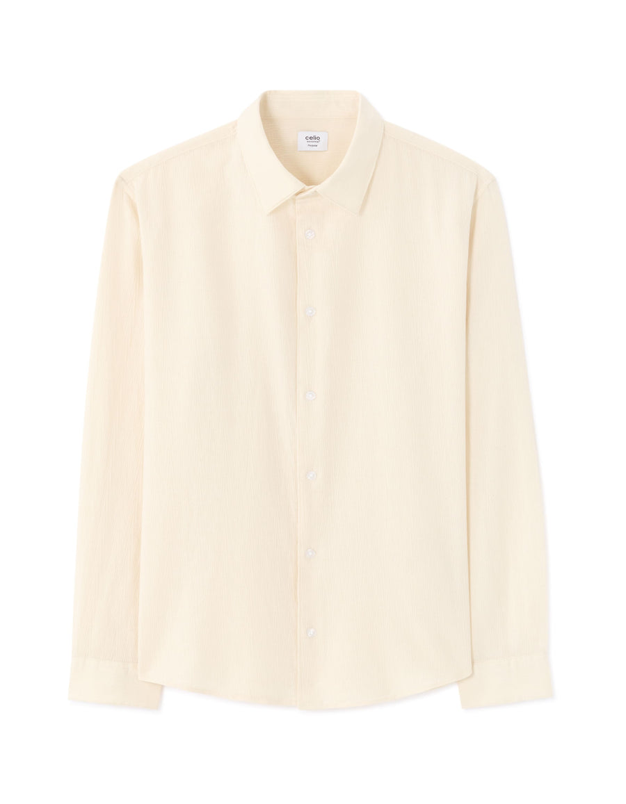 Celio Dobby Regular Fit Cotton Off-White Shirts