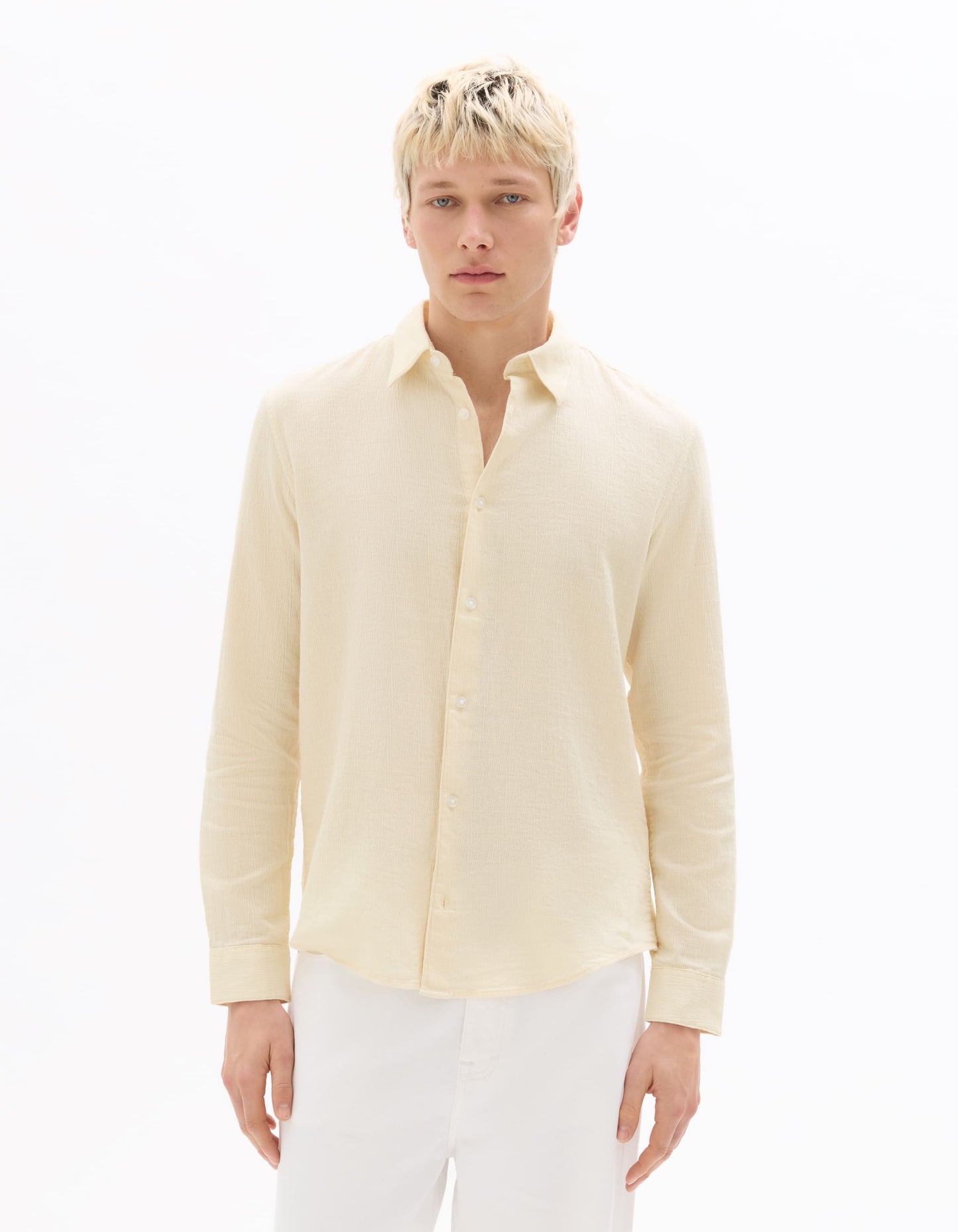 Celio Dobby Regular Fit Cotton Off-White Shirts