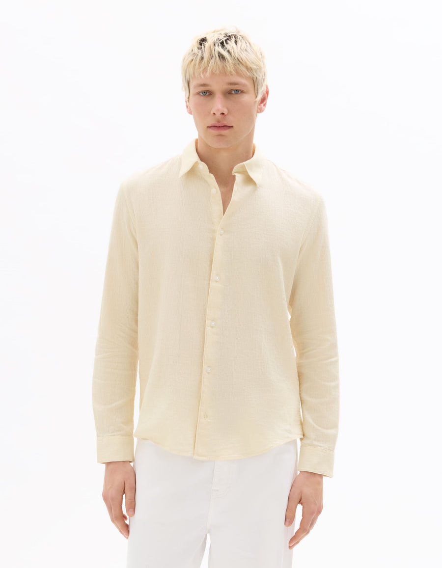 Celio Dobby Regular Fit Cotton Off-White Shirts