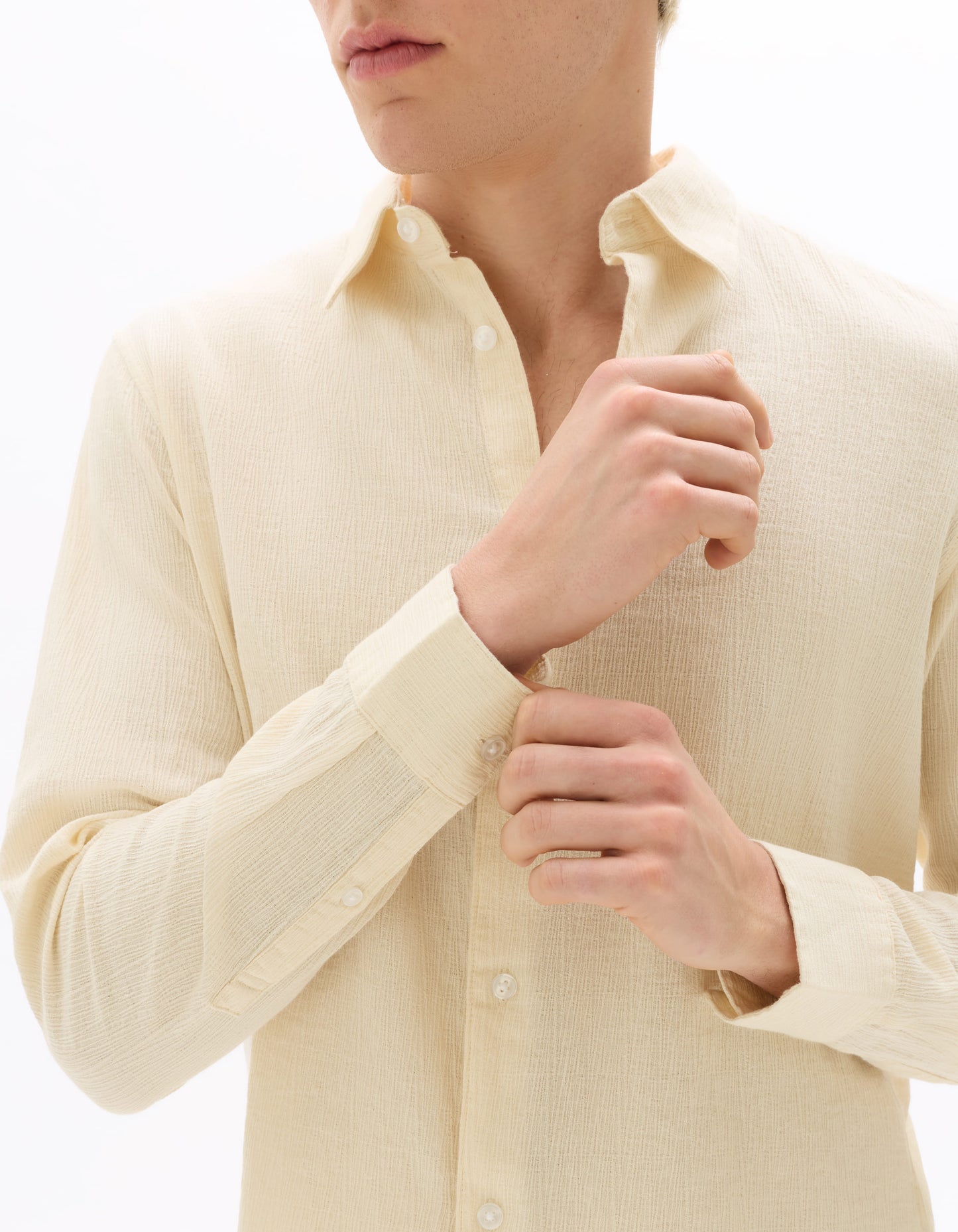 Celio Dobby Regular Fit Cotton Off-White Shirts