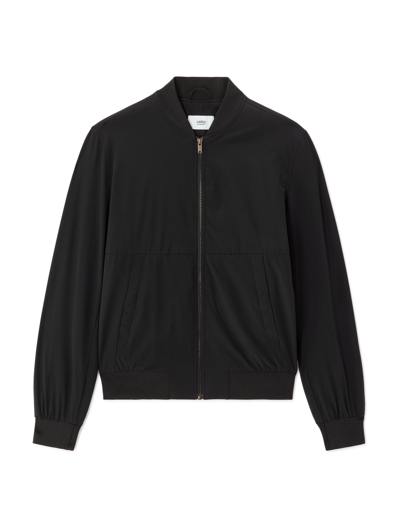 Celio Solid  Polyester Black Jackets