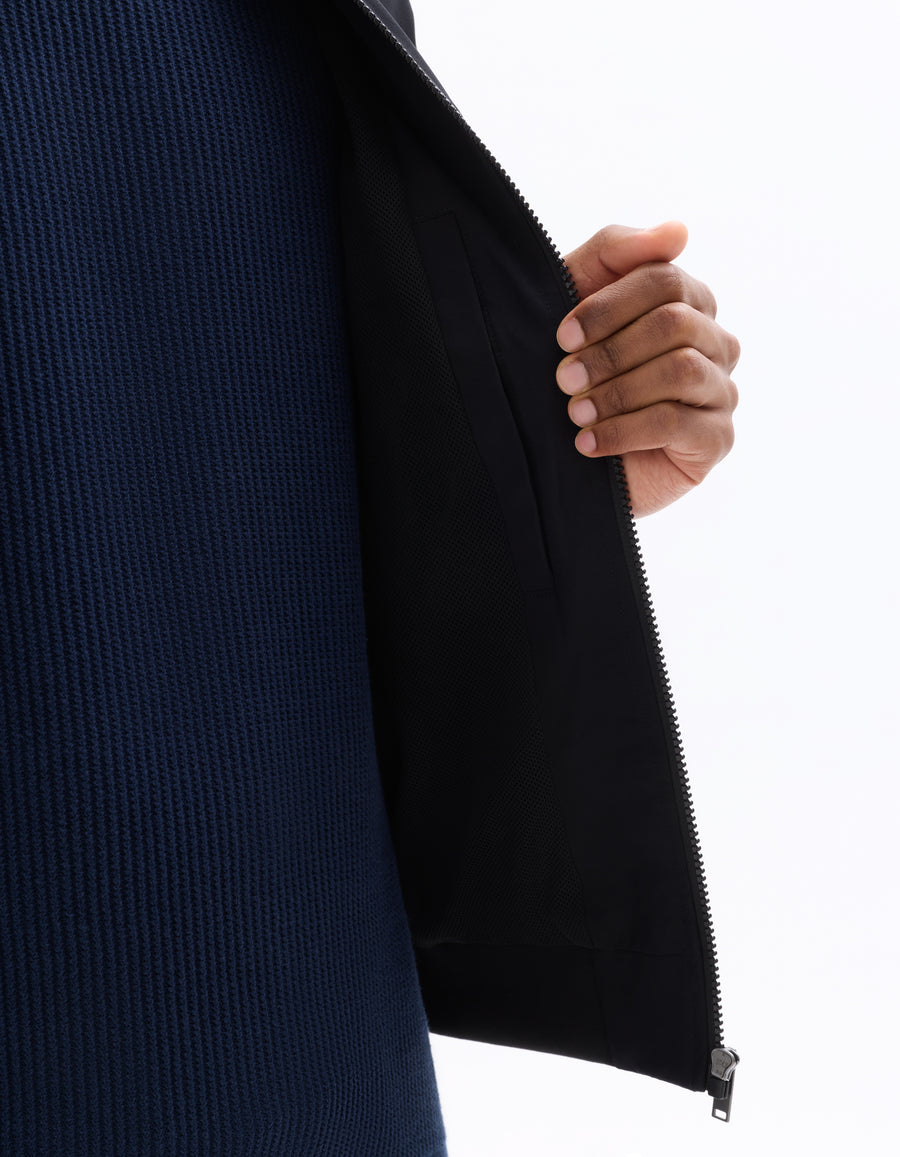 Slim Fit 100% Polyester Jacket - Black