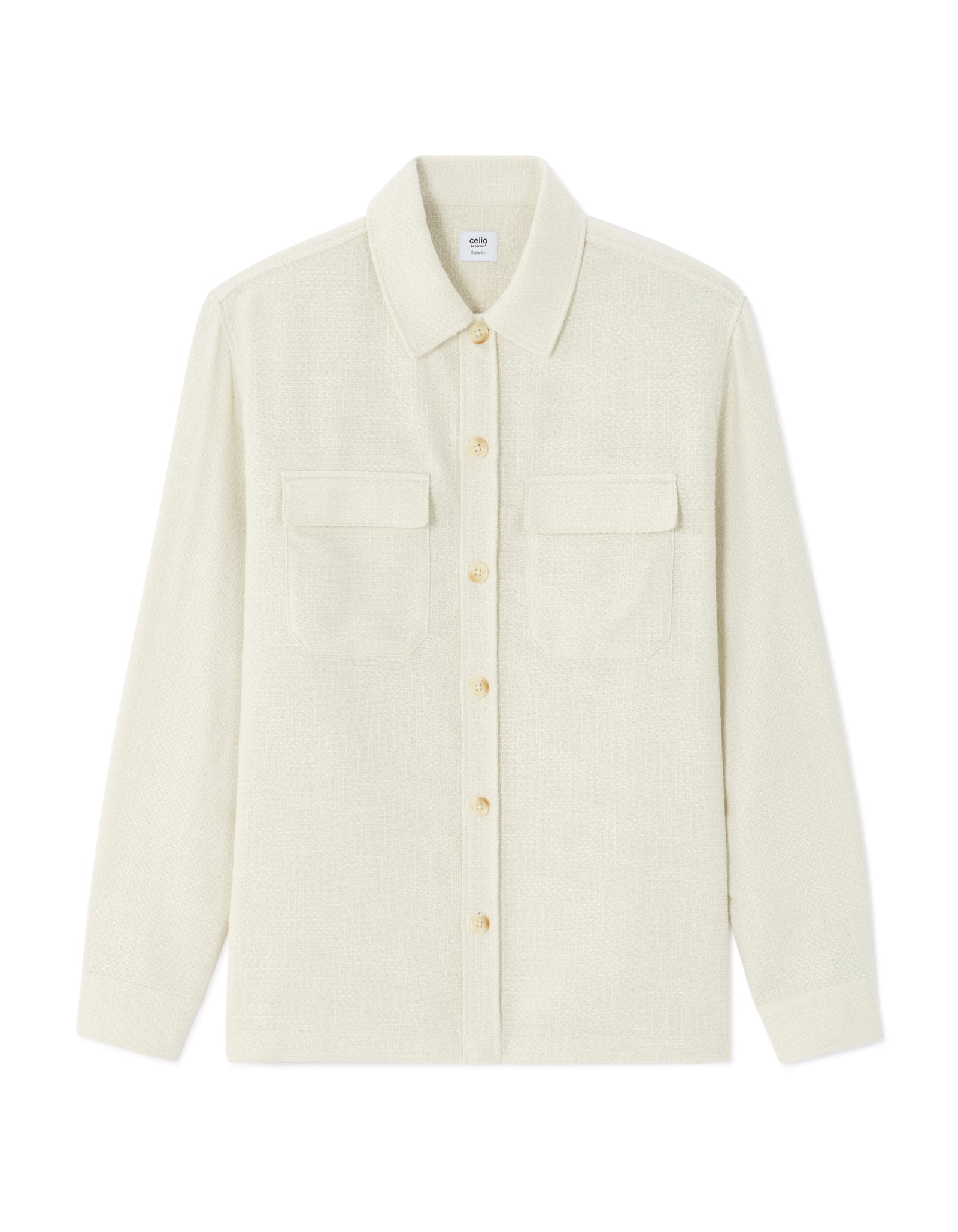 Celio* Men Off White Solid Oversized Polyester Shirts
